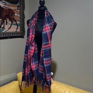 Plaid Scarf in Red and Blue